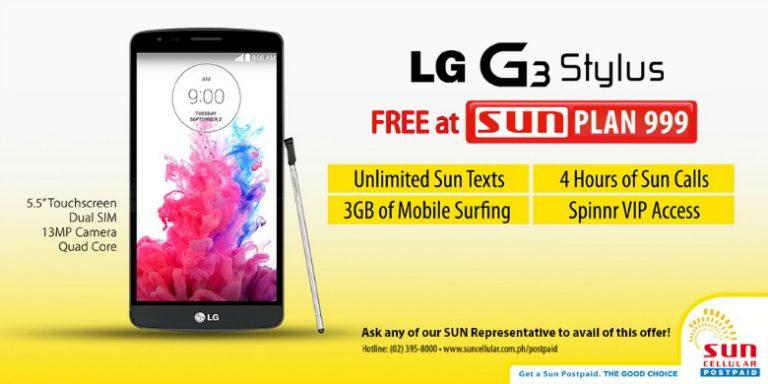 Get your very own LG G3 Stylus smartphone at SUN Postpaid Plan 999.