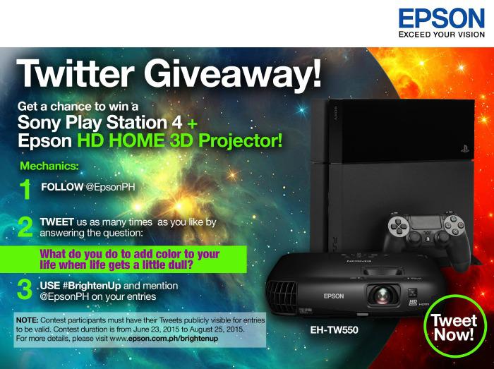 Epson Philippines Corporation is giving away a full HD and 3D home projector for twitter users.