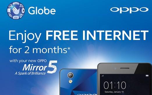 2 months of free Globe internet with the OPPO Mirror 5