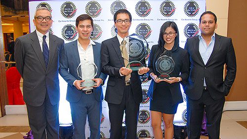 Truck of the Year winners. (L-R) Robby Consunji, President, Car Awards Group, Inc.; Dax Avenido, PR and Product Planning Manager, Nissan Philippines, Inc.; SJ Huh, General Manager for Marketing, Nissan Philippines, Inc.; Therese Sarmiento, PR & Communications officer, Nissan Philippines, Inc.; and Subir Lohani, Managing Director, Carmudi Philippines.