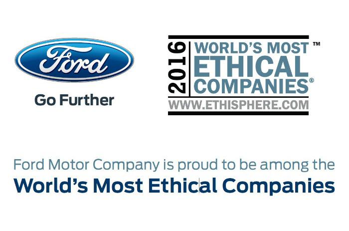 Ford makes it on Ethisphere Institute’s list of 2016 World’s Most Ethical Companies