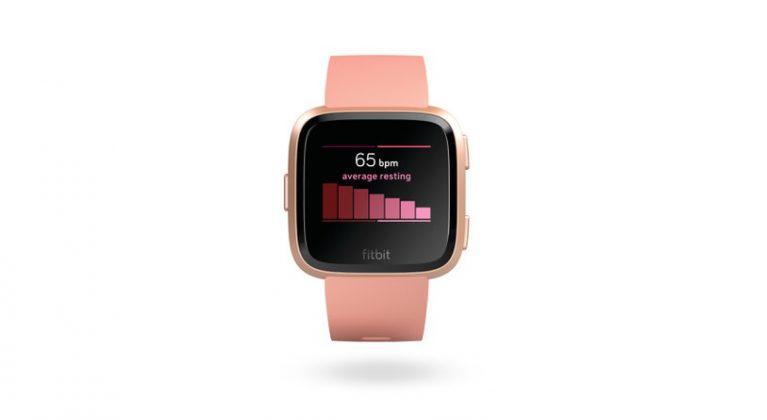 fitbit versa peach smartwatch