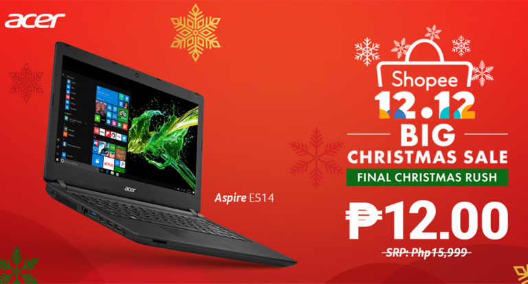 12-Peso Acer Laptop up for Grabs at Shopee’s 12/12 BIG Christmas Sale