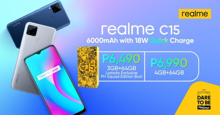 The realme C15 smartphone has a massive 6000mAh battery