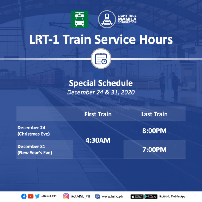 LRT-1 holiday operating schedule