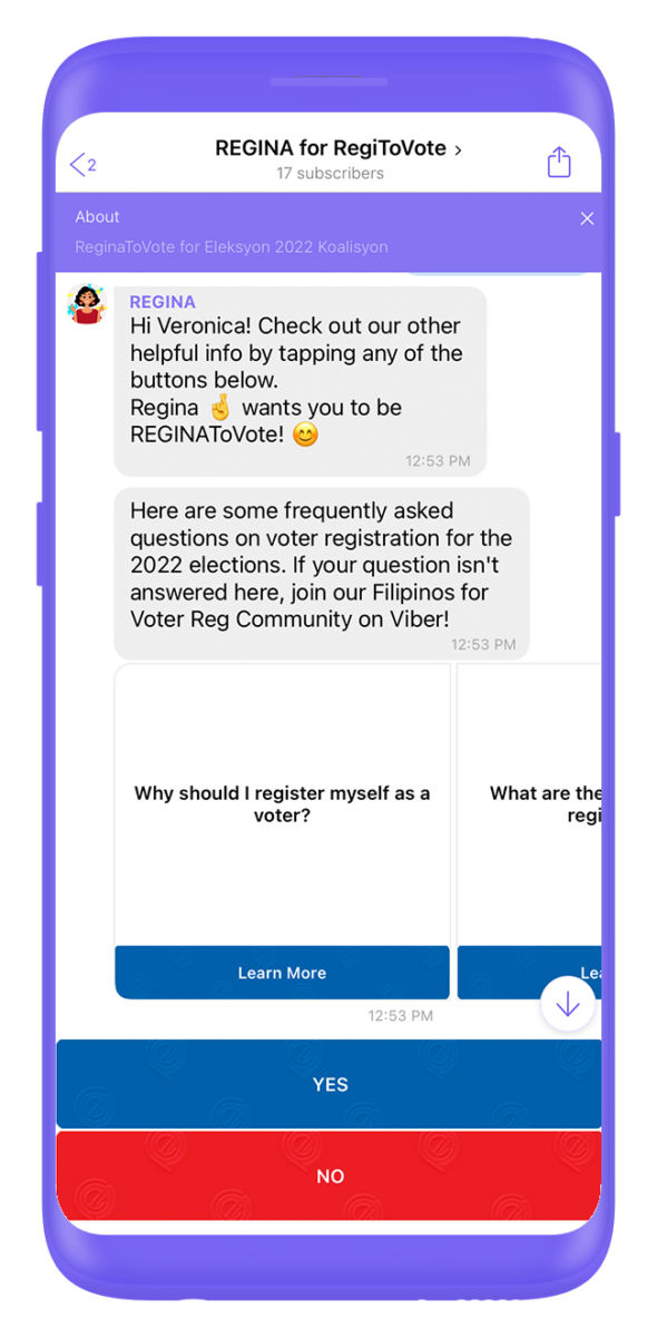 Viber and Eleksyon 2022 Koalisyon launch REGINA for RegiToVote Chatbot