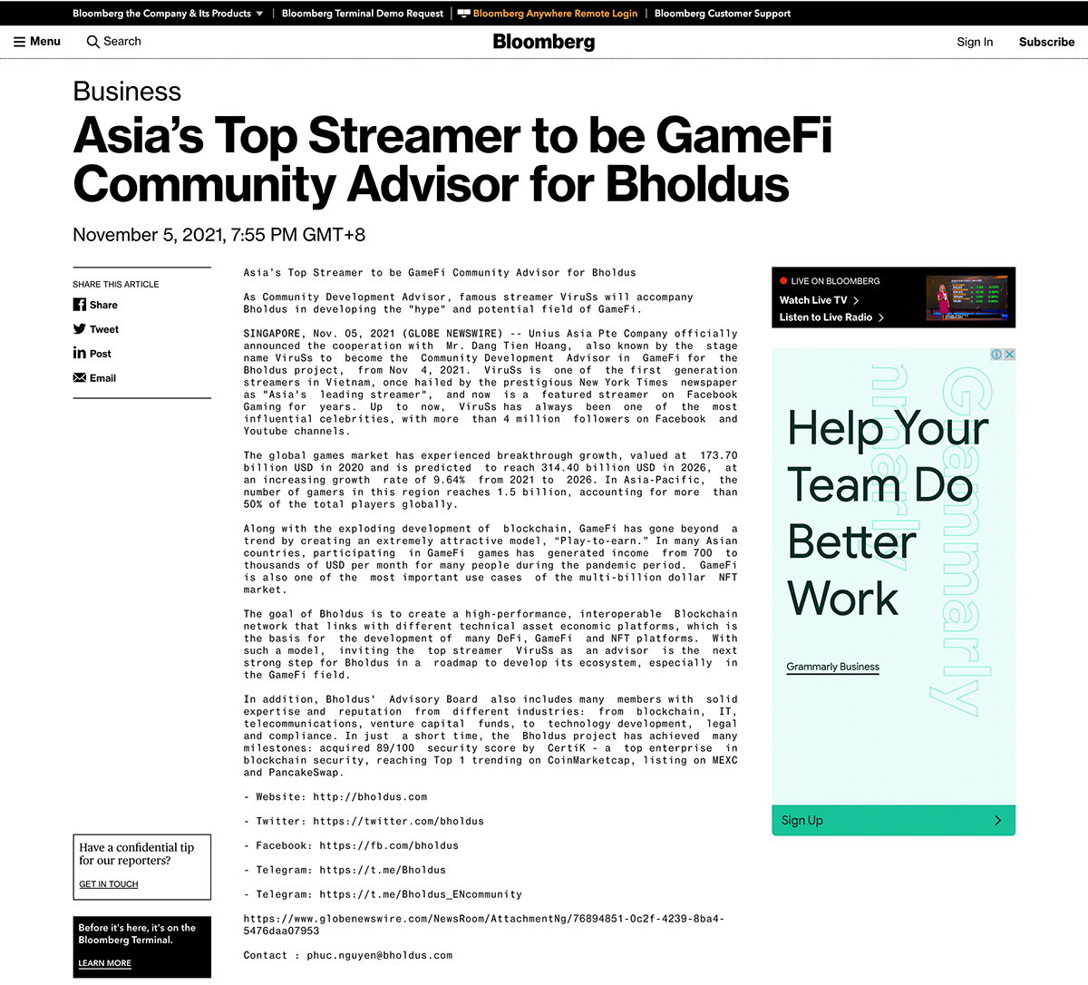 Asia’s Top Streamer is Bholdus’ GameFi Community Advisor