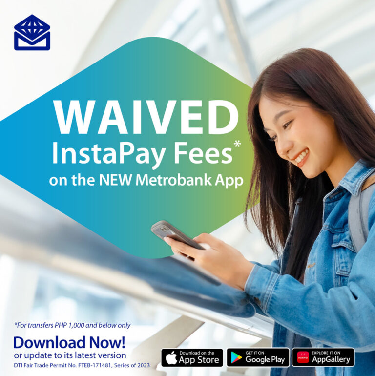 Metrobank waives InstaPay fees for transactions worth PHP1,000 and below