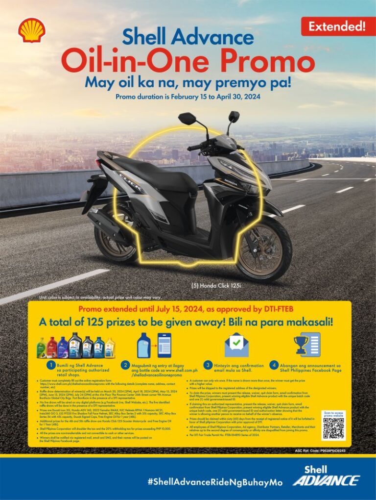 Great motorbikes and super prizes are still up for grabs as Shell Advance extends its raffle promo