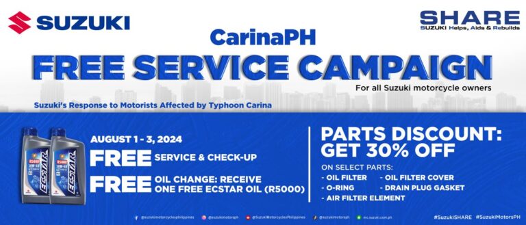 Suzuki FREE service for typhoon-affected motorcyclists  