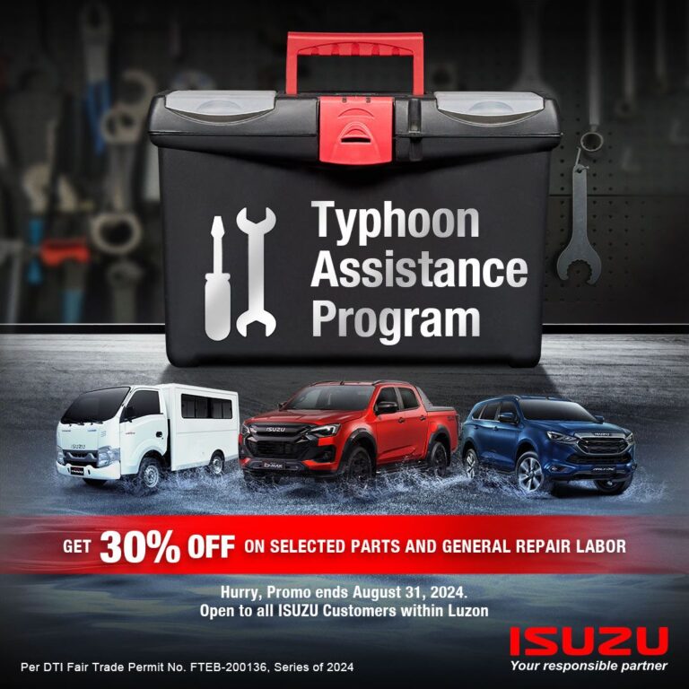 Isuzu PH steps up as a ‘Responsible Partner’ with Typhoon Assistance Program for vehicles affected by Typhoon Carina