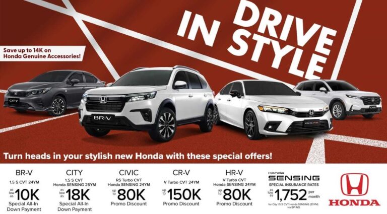 Honda updates Drive in Style promo, offers PHP150,000 markdown on the CR-V V and low PHP18,000 DP on the City S