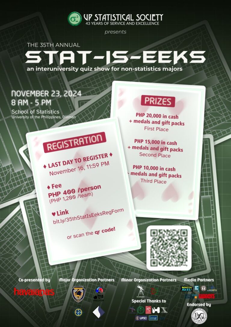 Ace the race with Stat-Is-Eeks 2024: UP Statistical Society’s inter-university quiz show for non-statistics majors