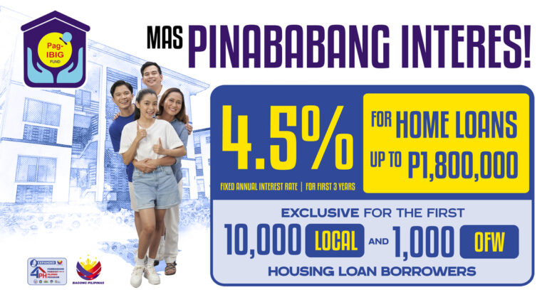 Pag-IBIG Fund to offer special 4.5% rate for home loans up to PHP1.8 million