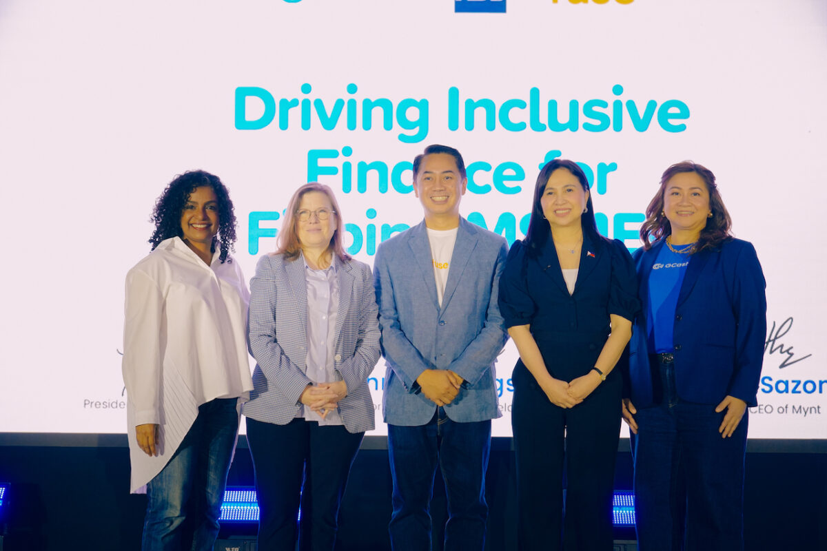[L-R] Subhashini Chandran, SVP, Mastercard Center for Inclusive Growth; Christine Engstrom Director General for Sectors Department 3 in Finance of the Asian Development Bank; Tony Isidro, President and CEO of Fuse Financing Inc.; Secretary Cristina Roque, Department of Trade and Industry; and Martha Sazon, President and CEO of Mynt, the parent company of GCash. The Asian Development Bank and Fuse Financing Inc., the lending arm of GCash, have launched a landmark partnership with a Php 1.75B loan facility aimed at supercharging credit access in the country. Joining them are Mastercard who extended a catalytic funding and the Department of Trade and Industry (DTI), underscoring strong public–private collaboration to support inclusive and responsible financing for MSMEs.